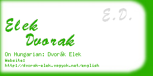 elek dvorak business card
