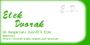 elek dvorak business card